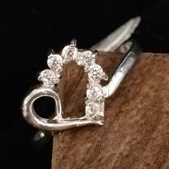 Heart Shape SS 925 Cubic Zirconia Ring Size 7.5 - Picture 5 of 6